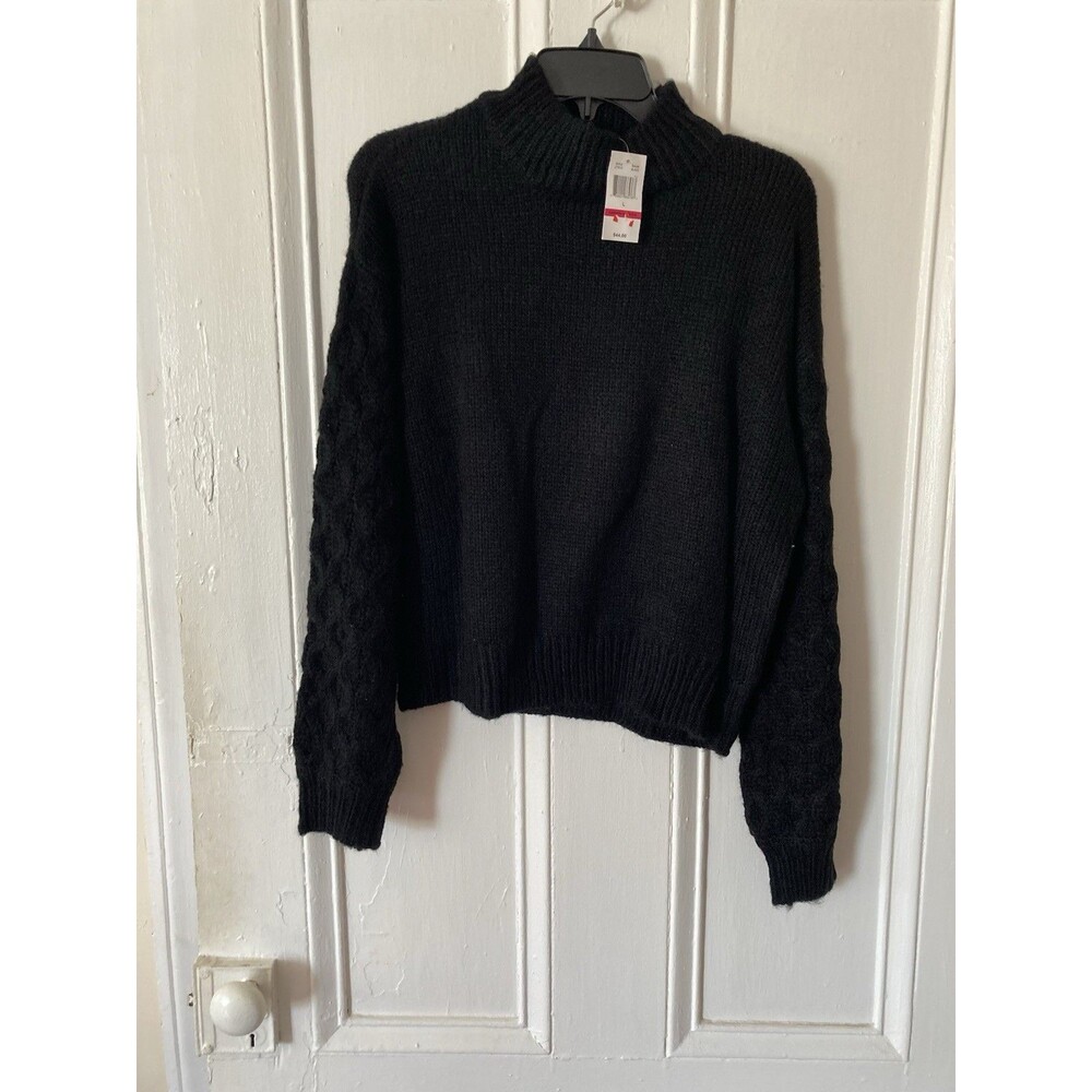 Love Always Black Long Sleeve Sweater NWT Women’s Large New W/Tags Cable Sleeves